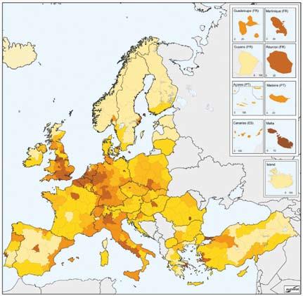 Figure 4-2: Population density in Europe [EUROSTAT 2009] The BAA operating as the major transport corridor significant for longdistance traffic between economic areas in Central and Eastern Europe