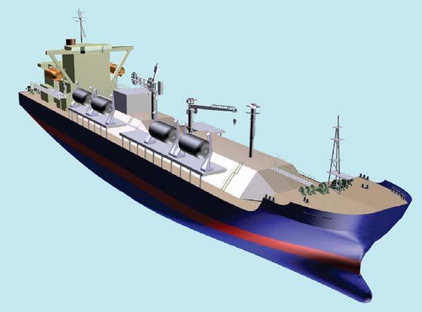 4 LNG Fuelled Ship by MHI ( LNG Bunker Ship ) Dual Fuel Diesel Electric Propulsion System LNG TANK (Type-C) P P LNG TANK (Type-C) P P Loading Arm