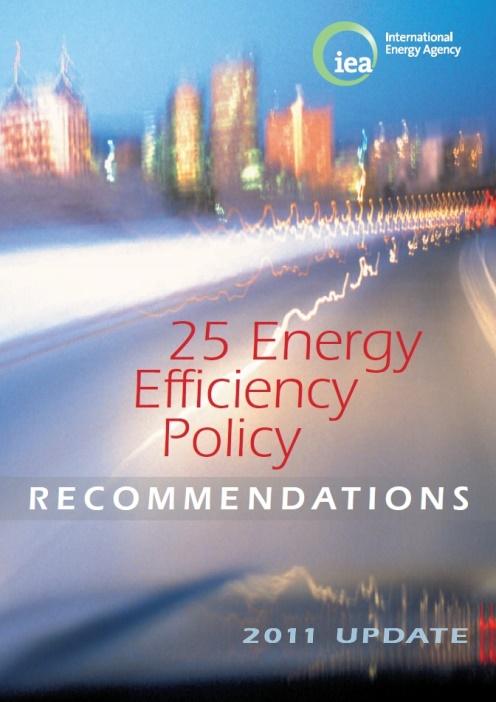 Background 25 Energy Efficiency Policy Recommendations for G8 Countries was published in 2008 and updated in 2011 Need to adapt these to regional and