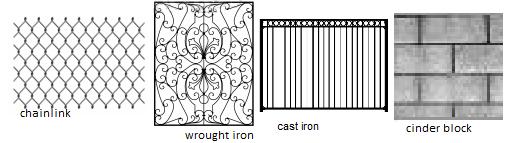 Fence height should remain at 4ft in the side yard and 6ft in the rear yard. Some that are appropriate Typical walls and fencing which are compatible to various predominate styles within the district.