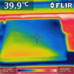 (Right) Solar panels with heatdissipating coating.