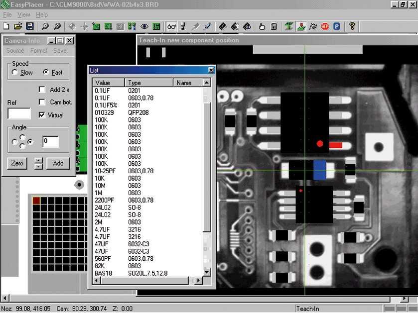 The CAD interface directly converts data from layout of programs into assembly programs. Over 300 component shapes are already prepared and defined.