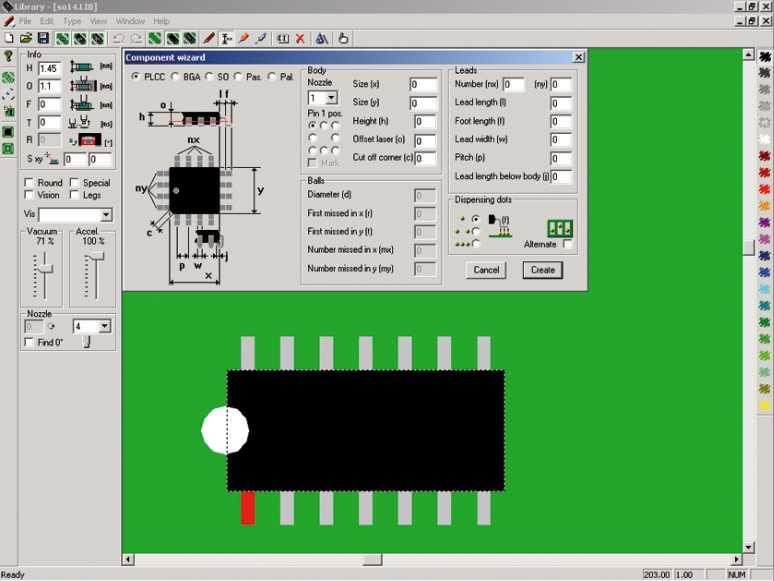 Assembly program modifications are possible by mouse click, for example, rotation, mirroring, moving and deleting individual components. Layouts can be copied and clustered.