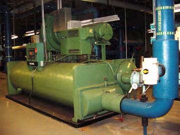 A centrifugal chiller utilizes the vapor compression cycle to chill water and reject the heat collected from the chilled water and the heat from the compressor to a second water loop cooled by a