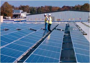Photovoltaics are a solar power technology that convert sunlight into electricity that can be used to power a building.