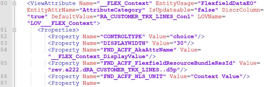 For this example, open the file named TransactionLineFLEXRA_5FCUSTOMER_5FTRX_5FLINES_5FCon1VO.xml. 11.
