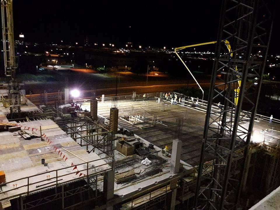 Figure 15: Night placing operations of cast in place concrete building.
