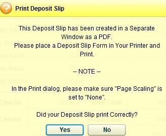 g. If deposit slip printed correctly, once prompted Did your Deposit Slip print correctly? click yes. If it did not, click no and re-print. 2. Print the Deposit History Report (Deposit Journal) a.