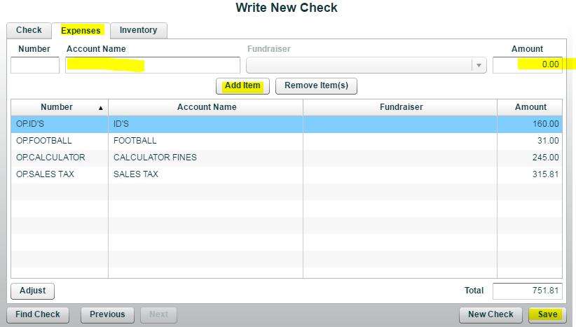 Go to Checks i. Print Checks 1. Select your operating check a. Click print 5. Repeat the same steps as above except use your MEP balance sheet and accounts.