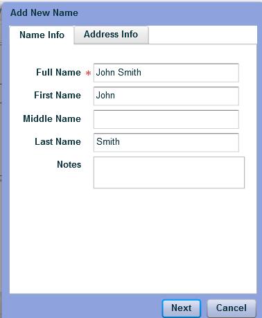 click OK. 3. The Parent s name will populate in the Full Name box.