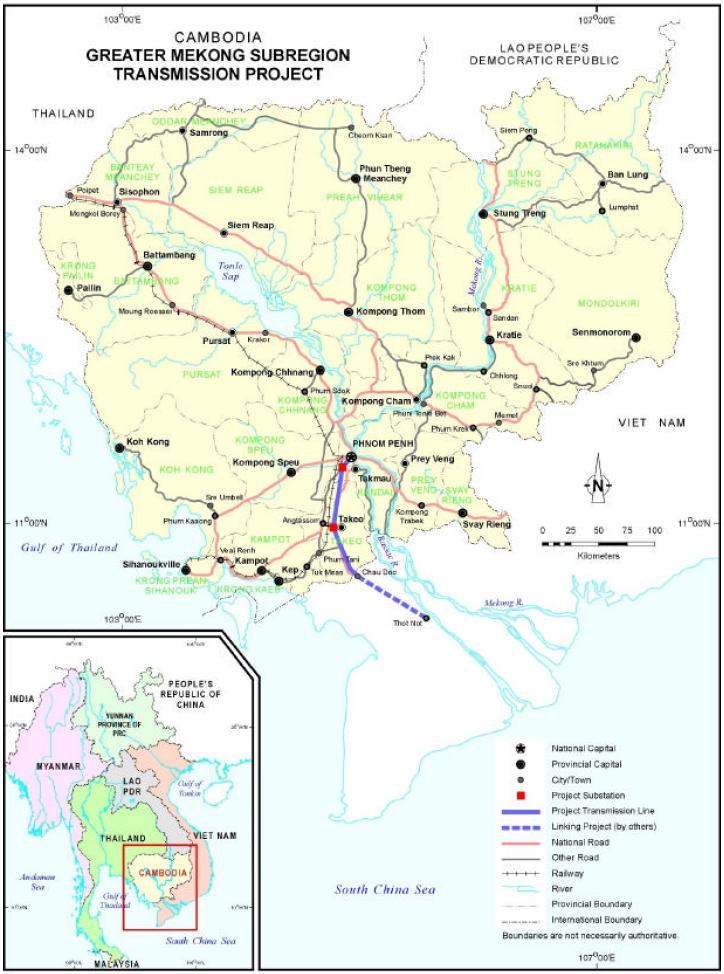 Example of net emissions approach: transmission interconnection between two countries 220 kv onterconnection between Cambodia and Vietnam 156 km line (220 kv/200 MW) to export from Vietnam to
