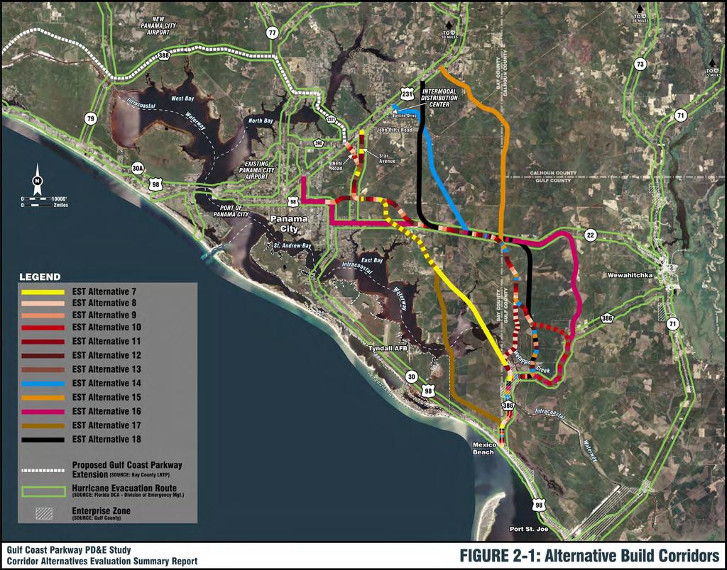 Gulf Coast Parkway PD&E Study Corridor Alternatives