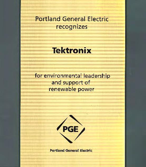 Sustainability Energy Conservation / GHG Reduction Tektronix recognizes the impacts our operations have on the global environment.