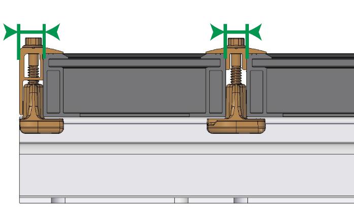 Then turn the rail nut in the rail and push the module clamps towards the module frame.