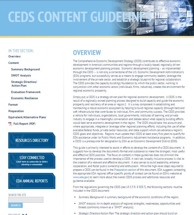 Updated CEDS Content Guidelines CEDS Content Guidelines: www.eda.