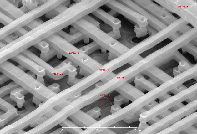 Metal Layers in a Chip Micrograph courtesy