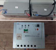 Measurement equipment (a) Illuminance meter, (b) Battery, MPPT, (c) Power analyser The experiment was carried out according to the following process.
