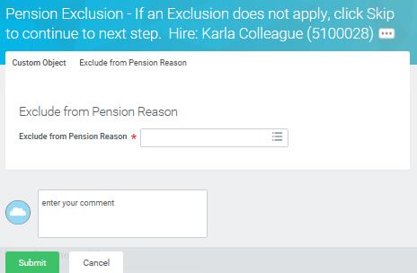 Click the prompt icon to choose an exclusion reason
