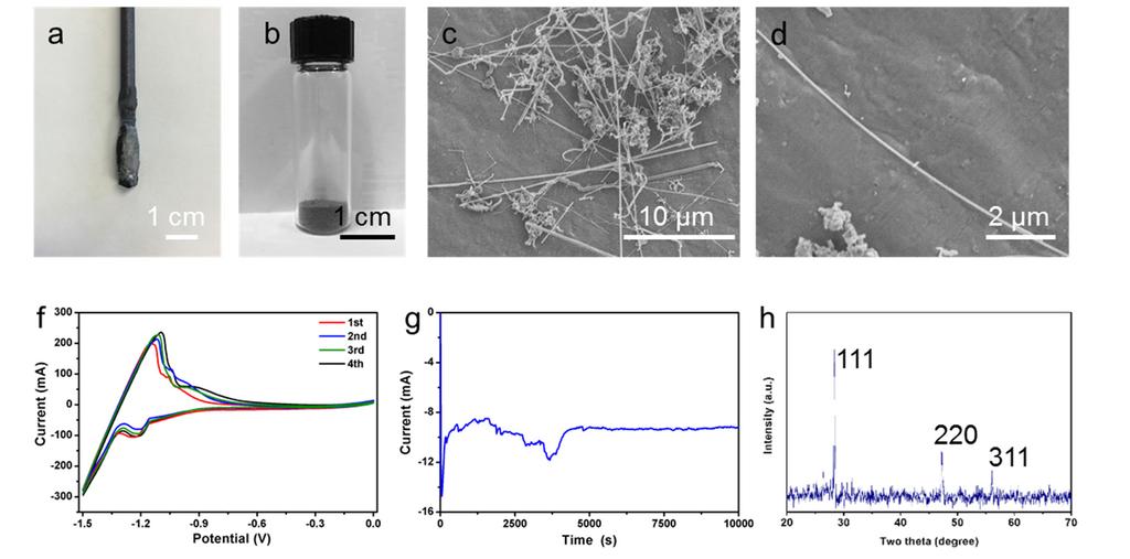 Figure S16. a, b) Photographs of the silicon product from the 3-electrode electrolysis using a silver reference electrode in the optimized CaCl2-NaCl-MgCl2 melts (2:4:1) after electrolysis under 1.