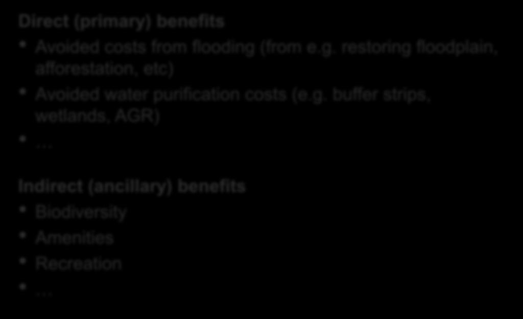 Costs and Benefits Direct (primary) benefits Avoided costs from flooding 
