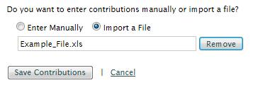 Once the file has been chosen, click Save Contributions.