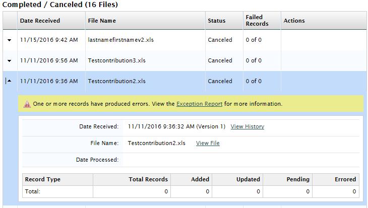 Contribution Reports Contribution reports can be viewed within the Import Queue which is accessible under the IMPORTS tab within the Employer Administration Site.