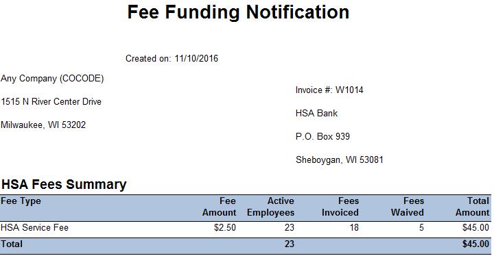 D. Fee Funding Notification Reflects the employer fees assessed for the prior month and serves as your program s invoice.