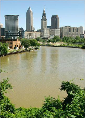 In 1969, the Cuyahoga River in Ohio caught fire, due to a buildup of oil on its surface.