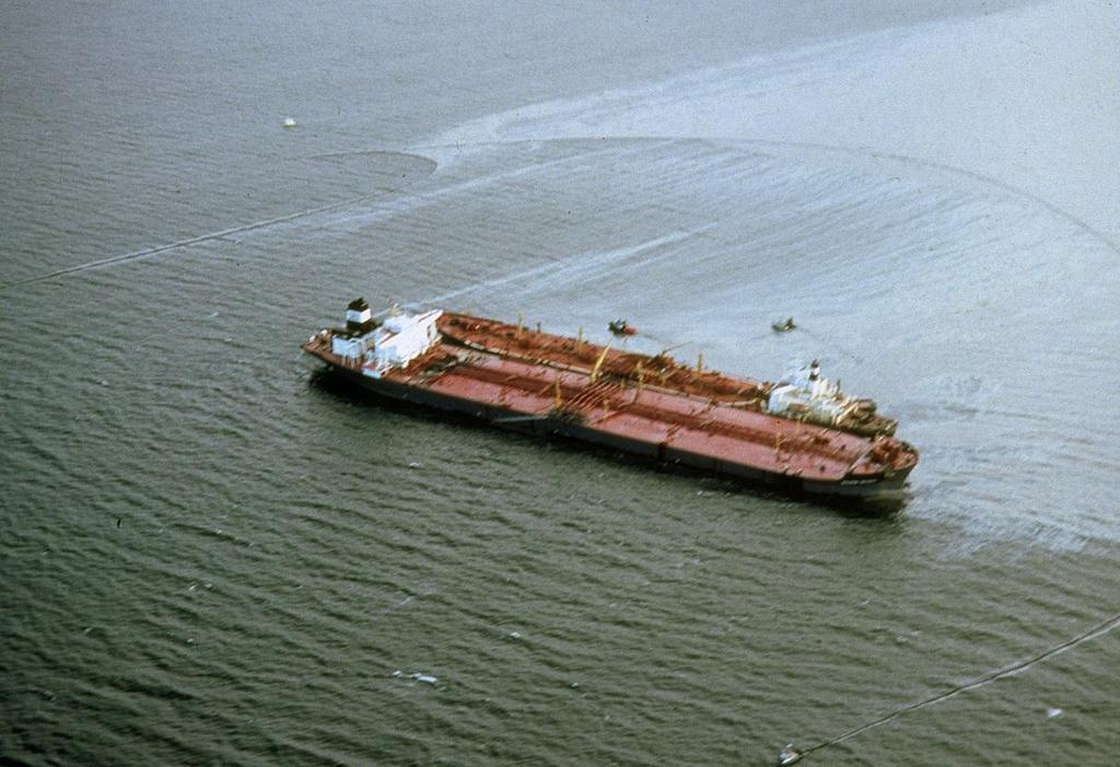 When the Exxon Valdez ran aground in Alaska, a high volume of oil was spilled.