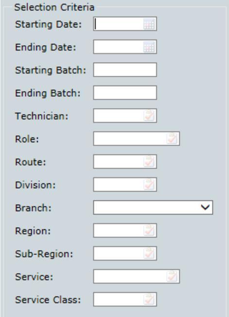 Commission Report (Selection Criteria) In the Selection Criteria section you can choose what you would like to include on the report.