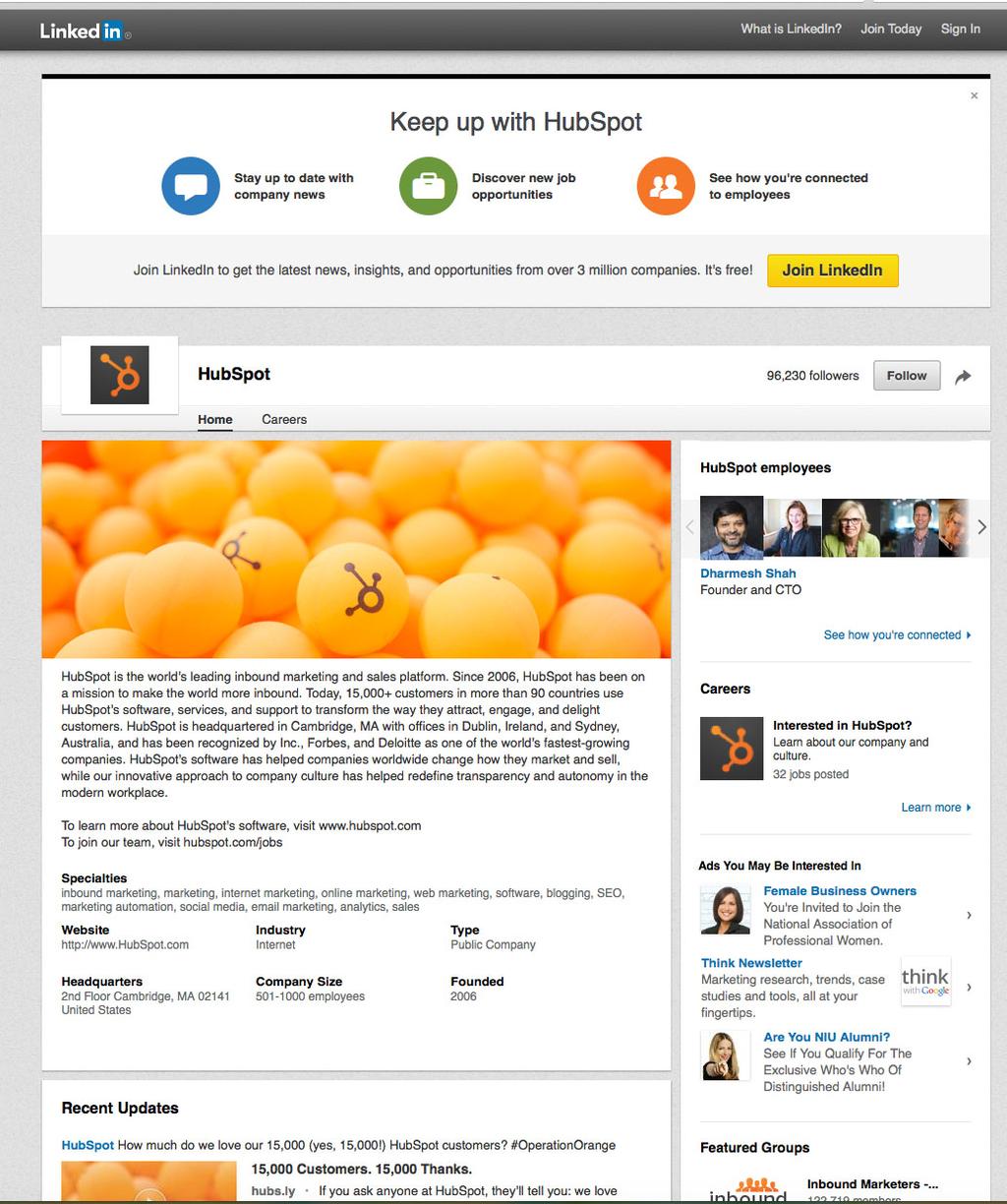 Best Prac>ces: LinkedIn Op>mize your Company Page Set up correctly, opemized layout, features a compelling high- quality
