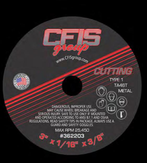 Cutting Wheels CFIS ULTRA CUT 3 x 1/16 x 3/8 Part# Size Qty.