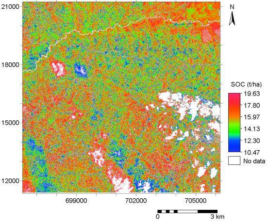 Mapping soil organic carbon Mapping SOC Stocks using high resolution (QuickBird) satellite image A landscape level SOC stocks mapping can be made