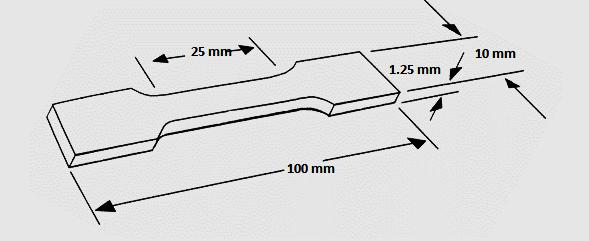 Chapter 2. Experimental Methodology 59 Figure 2. 6 Geometry of Tensile specimens Tensile test were carried out on an Instron 30 kn screw driven tensile testing machine.