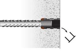 locknut No. 1 is tightly screwed on the rebar. X The coupler is correctly flush with the locknut.