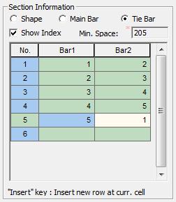 Section Information Shape: Section coordinates Main Bar: Main rebar