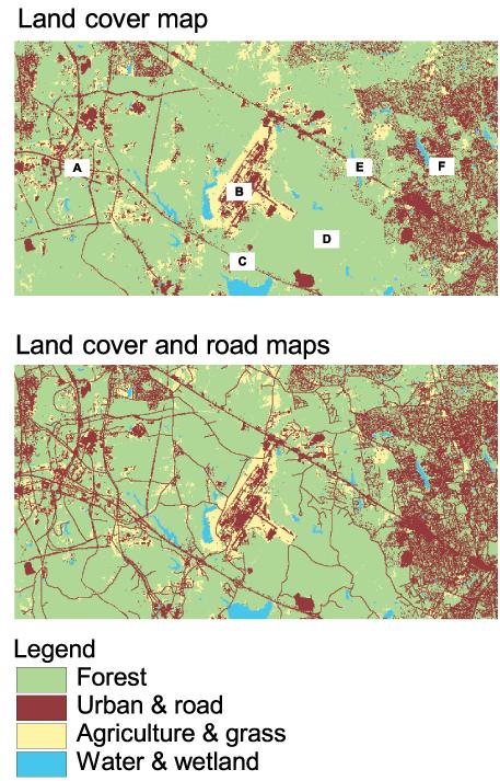 Road Network Influences on Surface Characteristics Satellite-based land cover information may not detect road network impacts on land RDU example, where road maps