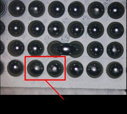 The ball attachment process involved stencil printing of flux material followed by ball dropping onto the pads.