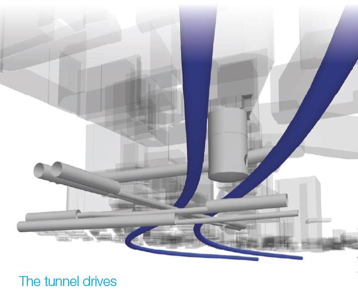 Tunnelling Navigating existing infrastructure CAD visualisation of a typical section of the