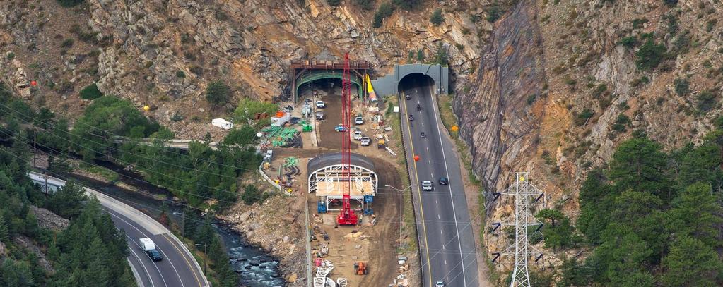 I-70 twin tunnels, Colorado Atkins provided construction management on the project to widen eastbound Interstate 70 to accommodate three