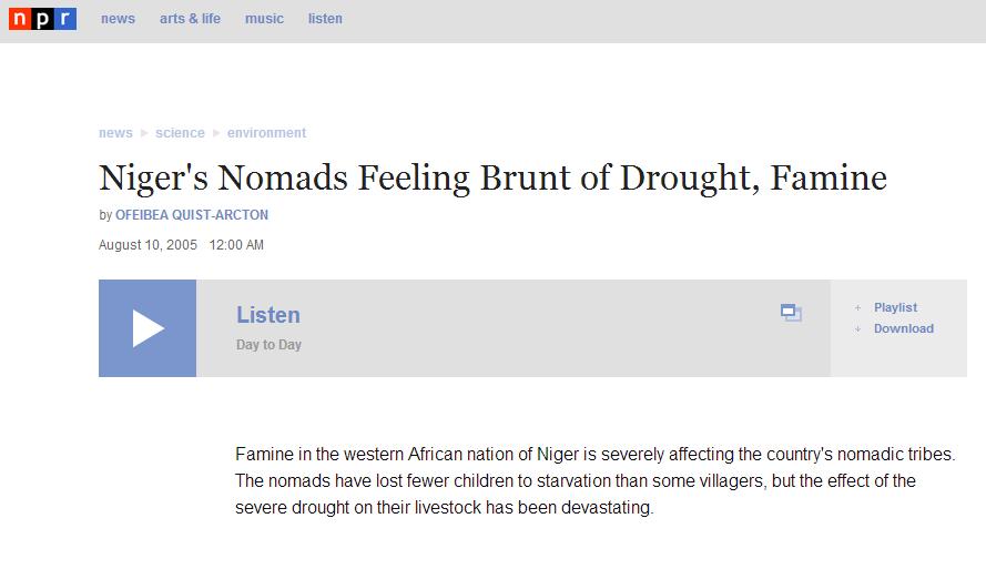 Niger: drought of 2005 «the effect of the severe drought on the livestock