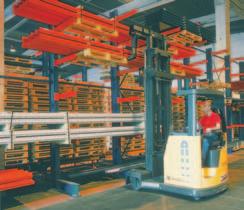 For taking into stock and stacking in ordinary pallet racks, cantilever racks or special racks for long goods, and for
