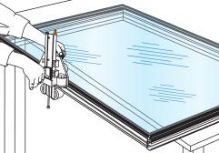 Spacers or shims of appropriate thickness placed around the frame perimeter prior to joining the parts together can help to provide this uniform gap around the perimeter of the glass for the weather