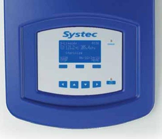 SYSTEC AUTOCLAVES control panel Systec V- and D-Series LCD Screen with multi-function keys Displays all relevant sterilization