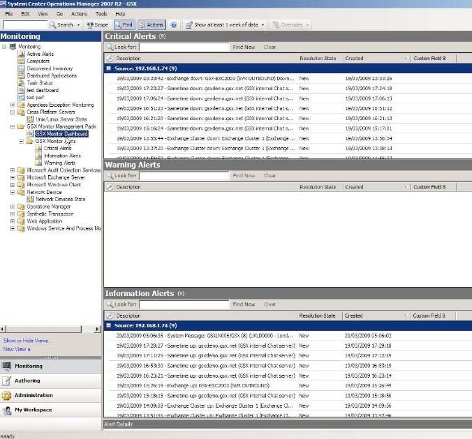 3.3.2 SCOM Integration Seamless integration with SCOM via the GSX Management Pack makes it easy to manage your Exchange and SharePoint environments.
