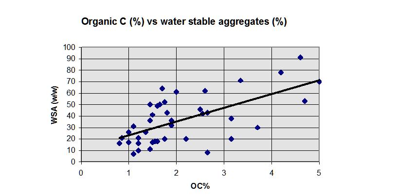 Effect of organic C on water stable aggregates