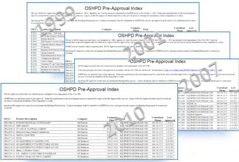 Certification Methods OSHPD OPM Preapproval OPM Program Replaced the OPA
