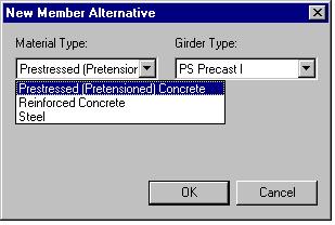 Defining a Member Alternative: Double-click MEMBER ALTERNATIVES in the tree to create a new alternative. The New Member Alternative dialog shown below will open.