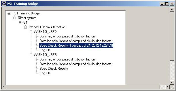 AASHTO LRFD analysis will generate a spec check results file. Click following window.