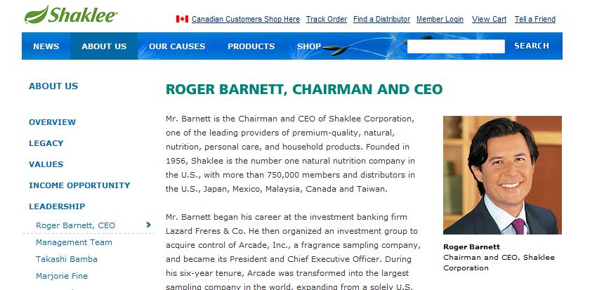Mr. Barnett is the Chairman and CEO of Shaklee Corporation, one of the leading providers of premium-quality, natural, nutrition, personal care, and household products.